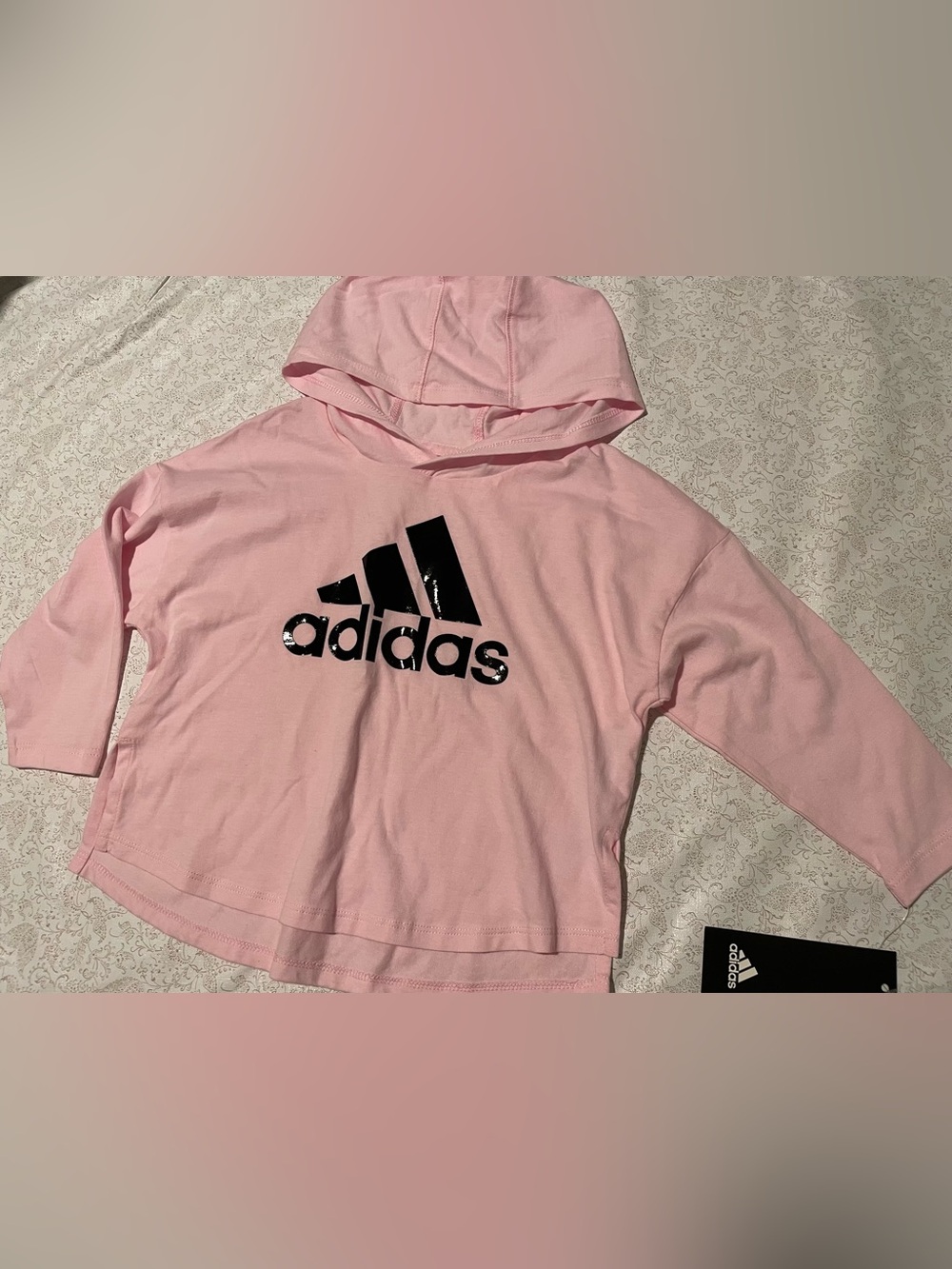 adidas Oversized Hooded Long Sleeve Tee Toddler 2T Lightweight 100% Cotton NEW